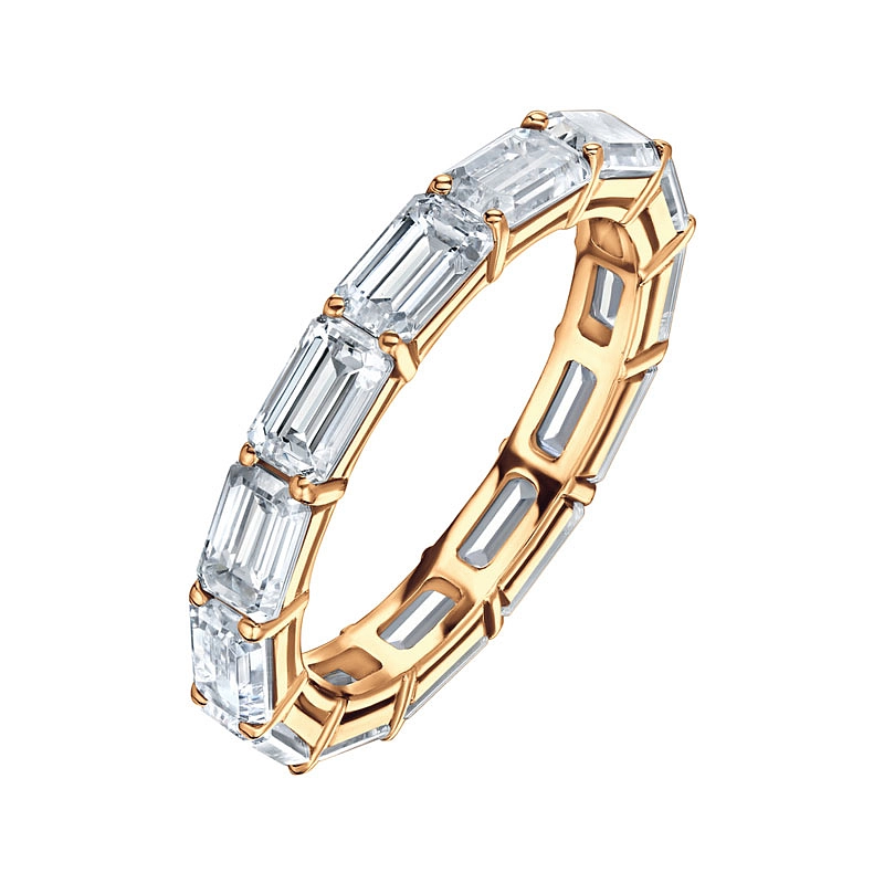 Золотое кольцо с бриллиантами огранки эмеральд. Модель EMERALD4-2011