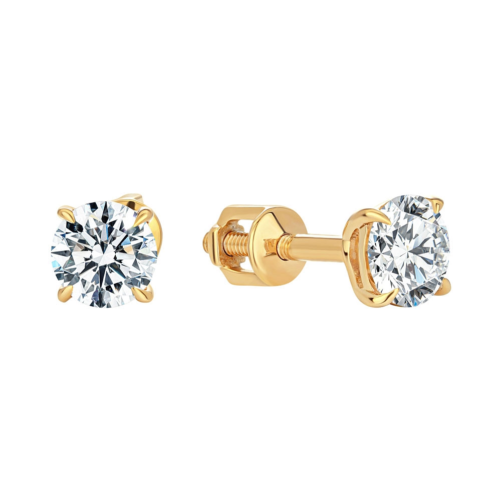 Золотые серьги гвоздики с бриллиантами 2 карат. Модель A28-1599