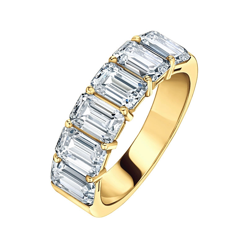 Золотое кольцо с бриллиантами изумрудной огранки. Модель EMERALD18-1965